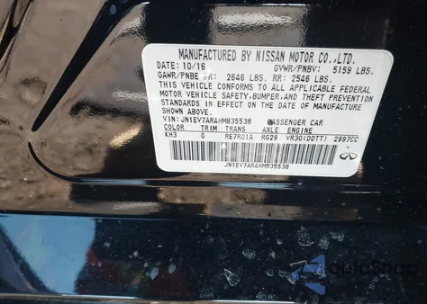 2017 Infiniti Q50 3.0T Premium z USA, uszkodzony, nr VIN JN1EV7AR4HM835538